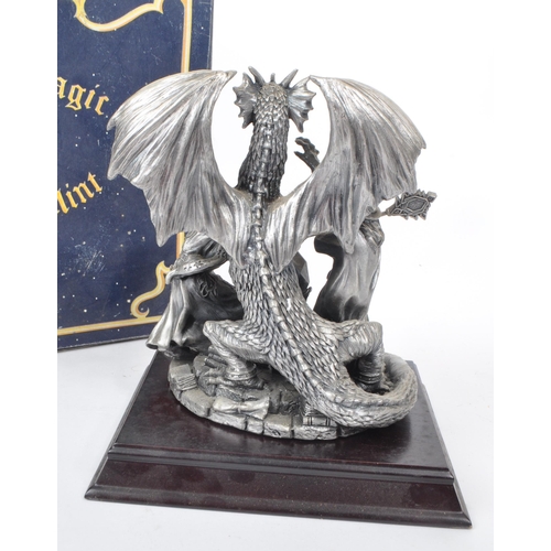 337 - Myth & Magic by The Tudor Mint - An early 21st century cast pewter statue dragon figurine, title... 