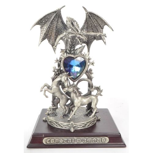 339 - Myth & Magic by The Tudor Mint - Three early 21st-century cast pewter statue dragon figurines. I... 