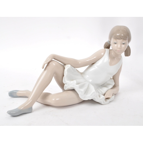 36 - Nao - Lladro - Three contemporary late 20th century porcelain dancer figurines, comprising of two ba... 