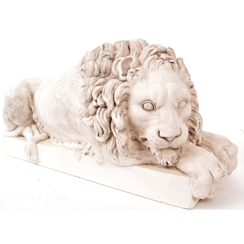 377 - A pair of vintage 20th-century reproduction Canova Lion sculptures. Originals sculptured by Antonio ... 