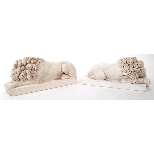 377 - A pair of vintage 20th-century reproduction Canova Lion sculptures. Originals sculptured by Antonio ... 