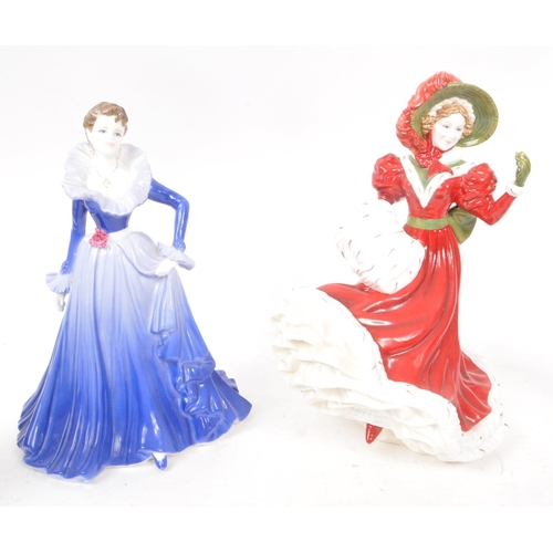 38 - Coalport - A collection of six late 20th century porcelain and china lady figurines, comprising of f... 