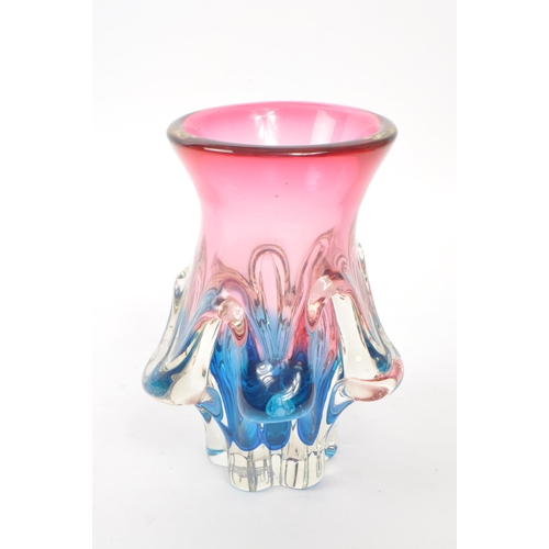 41 - A mid 20th-century Josef Hospodka for Chribska Czech studio art glass vase. The vase raised on a cle... 