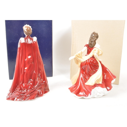 414 - Royal Doulton / Worcester - Two porcelain ladies figures. One figure being Royal Doulton HN5466 Wint... 