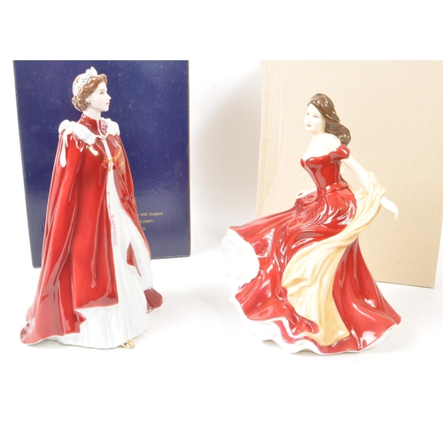 414 - Royal Doulton / Worcester - Two porcelain ladies figures. One figure being Royal Doulton HN5466 Wint... 