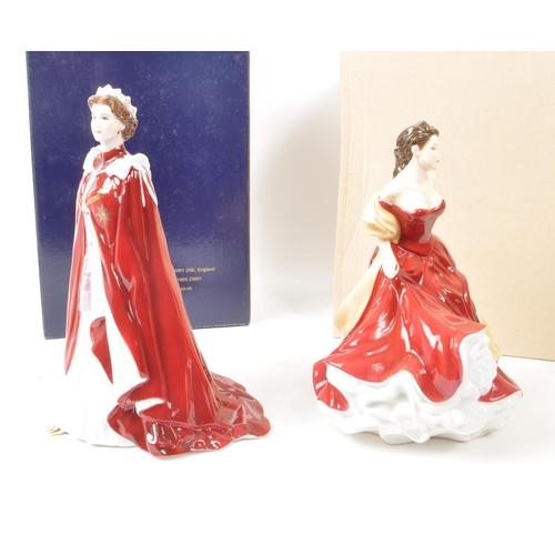 414 - Royal Doulton / Worcester - Two porcelain ladies figures. One figure being Royal Doulton HN5466 Wint... 