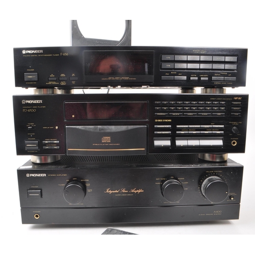 439 - Pioneer - Three vintage 1990 Hi-Fi audio systems, comprising of: an A-400 integrated stereo amplifie... 