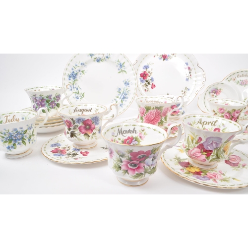 44 - Royal Albert - A collection of vintage 1950s bone china 'Flower of The Month Series' tea service pie... 