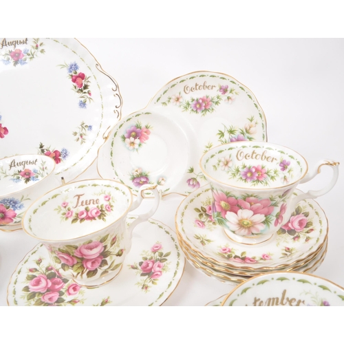 44 - Royal Albert - A collection of vintage 1950s bone china 'Flower of The Month Series' tea service pie... 