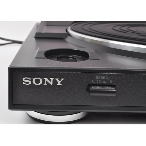 447 - SONY - A 21st century stereo turntable system, model PS-LX300USB. Raised on four plastic feet, with ... 