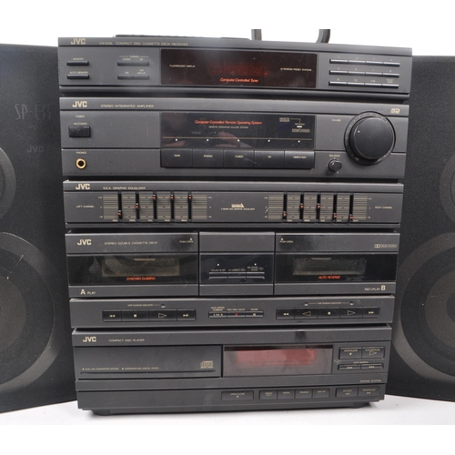 448 - JVC - A vintage late 20th century stacking stereo system and two speakers. Featuring hi-fio audio vi... 