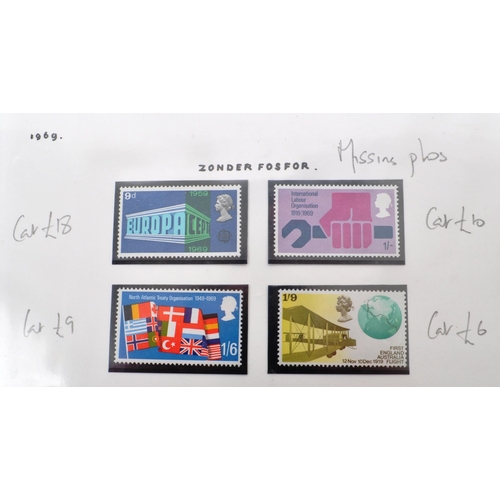 457 - Great Britain Postage Stamps. Collection of unfranked errors, varieties and flaws on Commemoratives ... 