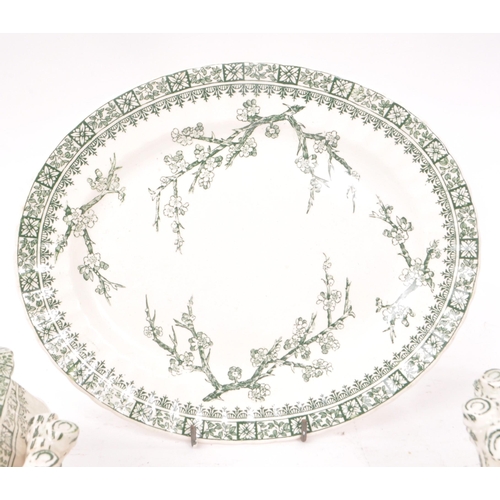 48 - Keeling & Co - Thorn - A victorian green and white dinner service, with 'Cherry Blossom' pattern... 