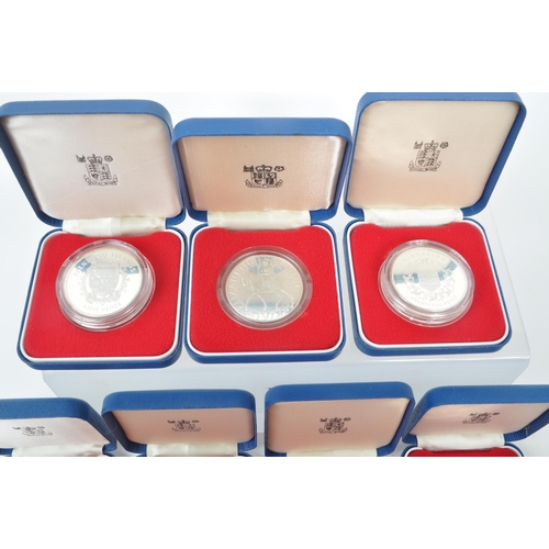 493 - A collection of 1977 silver proof crown coins. The collection to include nine 1977 Silver Jubilee si... 