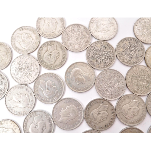 495 - A large collection of early 20th century British .500 silver circulated currency Half Crown coins. T... 