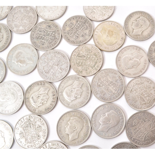 495 - A large collection of early 20th century British .500 silver circulated currency Half Crown coins. T... 