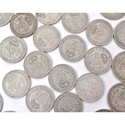 497 - A collection of early 20th century British .500 silver circulated currency coins. The collection to ... 