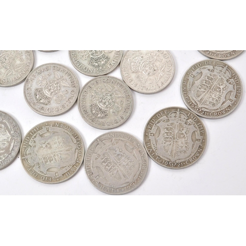 497 - A collection of early 20th century British .500 silver circulated currency coins. The collection to ... 