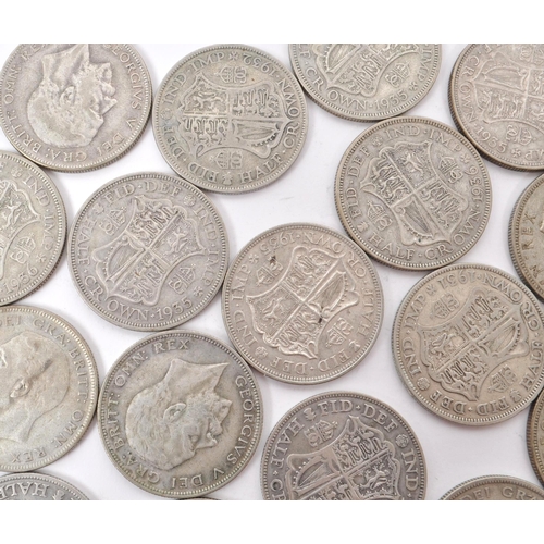 498 - A collection of early 20th century British .500 silver circulated currency coins. The collection to ... 