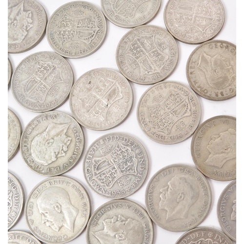 498 - A collection of early 20th century British .500 silver circulated currency coins. The collection to ... 