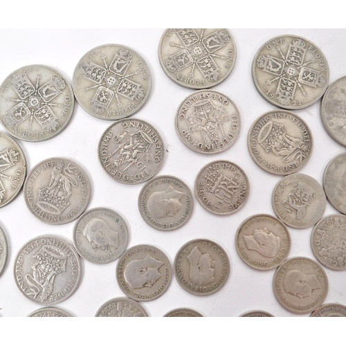 499 - A collection of early 20th century British .500 silver circulated currency coins. The collection to ... 