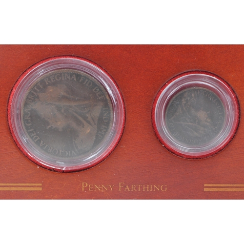 519 - Three wood framed 19th and 20th century coin presentation blocks. The collection to include a 1939 .... 