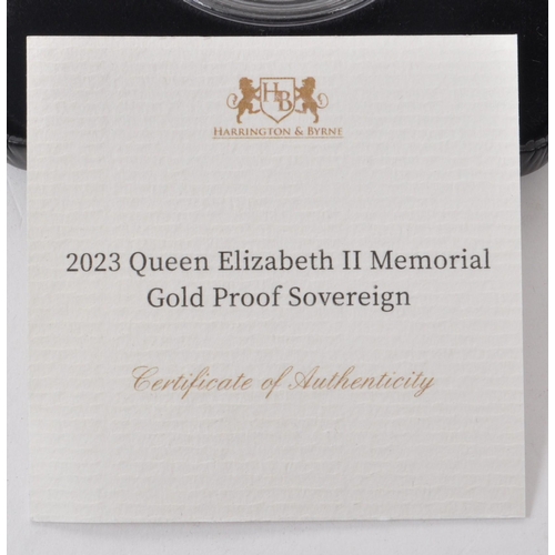 528 - Harrington & Byrne - A 2023 Queen Elizabeth II Memorial 22-Carat Gold Proof Sovereign coin. The ... 