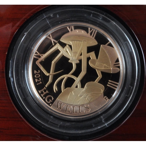 530 - Royal Mint - A 2021 British Royal Mint H. G. Wells commemorative minted gold £2 coin. The coin struc... 