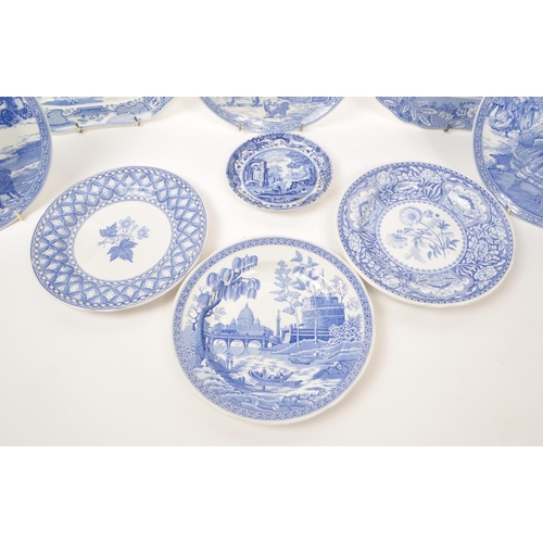 61 - Spode - A collection of late 20th-century blue and white ceramic plates, to include: 'Gothic Castle'... 