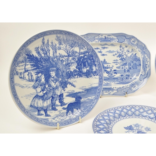 61 - Spode - A collection of late 20th-century blue and white ceramic plates, to include: 'Gothic Castle'... 