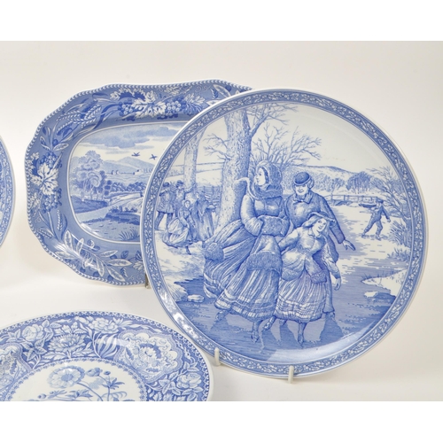 61 - Spode - A collection of late 20th-century blue and white ceramic plates, to include: 'Gothic Castle'... 