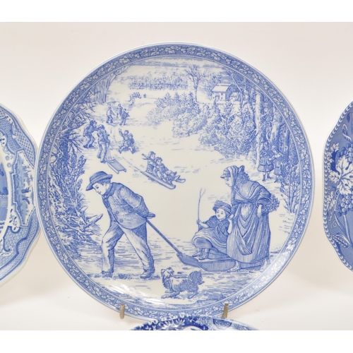 61 - Spode - A collection of late 20th-century blue and white ceramic plates, to include: 'Gothic Castle'... 