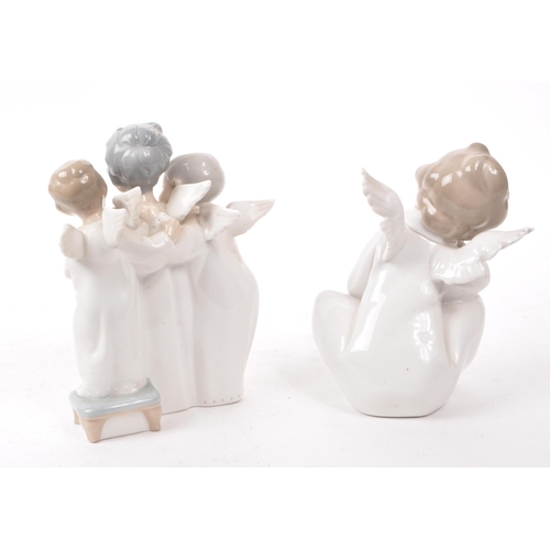 65 - Lladro - Two hand made Spanish porcelain cherubs figurines. Including an angelic trio choir and sing... 