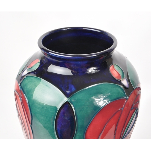 83 - Moorcroft Pottery - Modern tube lined ceramic tapering vase, Tribute to Charles Rennie Mackintosh, d... 