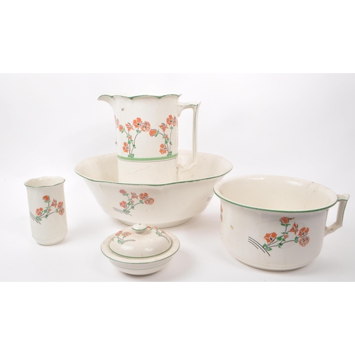 9 - Newhall Hanley Staffs - An English vintage mid century ceramic washing set, comprising of: pitcher, ... 