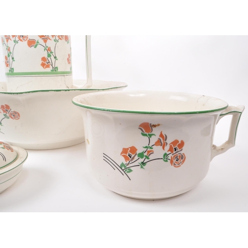 9 - Newhall Hanley Staffs - An English vintage mid century ceramic washing set, comprising of: pitcher, ... 