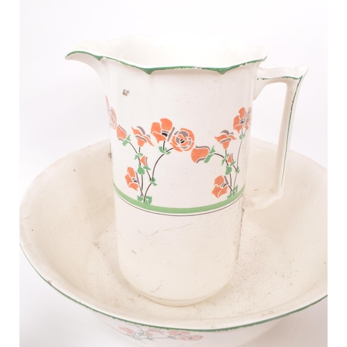 9 - Newhall Hanley Staffs - An English vintage mid century ceramic washing set, comprising of: pitcher, ... 