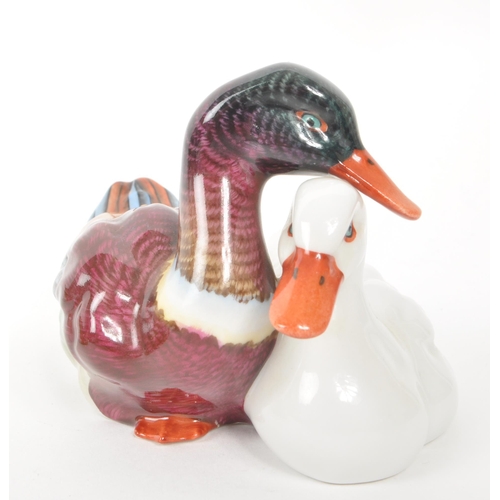 96 - Herend - Two pair of vintage 20th century Herend model 5036 porcelain duck figures. Each figure in t... 