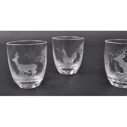 101 - Rowland Ward - A collection of six vintage 20th century Rowland Ward 'European Game' etched glass sh... 