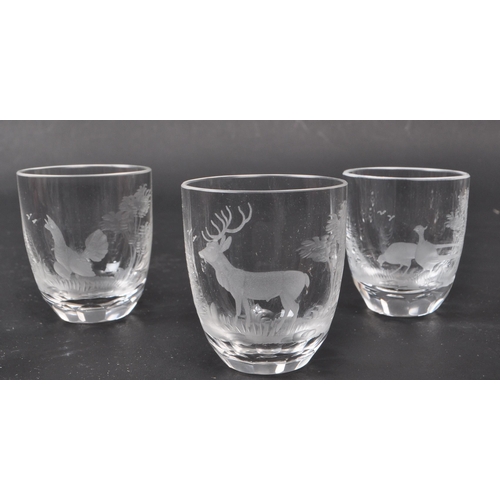 101 - Rowland Ward - A collection of six vintage 20th century Rowland Ward 'European Game' etched glass sh... 