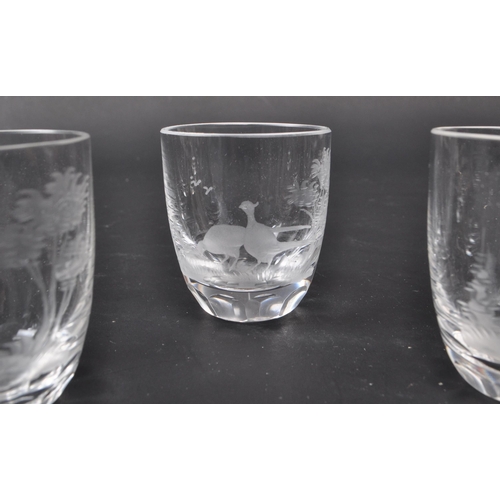 101 - Rowland Ward - A collection of six vintage 20th century Rowland Ward 'European Game' etched glass sh... 