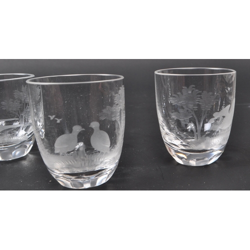 101 - Rowland Ward - A collection of six vintage 20th century Rowland Ward 'European Game' etched glass sh... 