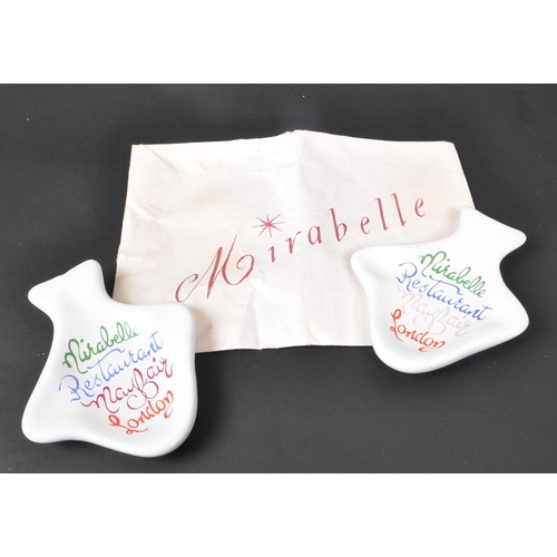 122 - Mirabelle Mayfair - Two vintage late 20th century circa 1980s Mirabelle Restaurant Mayfair ceramic a... 