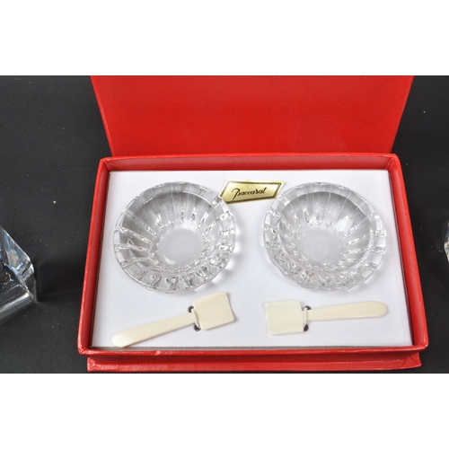 124 - Baccarat - A vintage 20th century Baccarat cut crystal glass salt and pepper dish set and ashtray, a... 