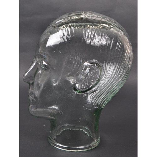 42 - A vintage 20th century pressed glass milliners / phrenology type bust head with moulded features... 