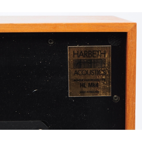 446 - Harbeth Acoustics - A pair of vintage 20th century Harbeth Acoustics HL MK4 monitor loudspeakers. Ea... 