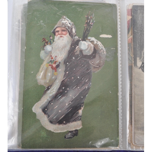 465 - Vintage Christmas postcards showing Santa Claus in coloured robes. Scarcer colours (Brown, blue, gre... 