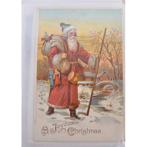 465 - Vintage Christmas postcards showing Santa Claus in coloured robes. Scarcer colours (Brown, blue, gre... 