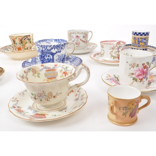 66 - A collection of 19th century and later porcelain china hand painted cabinet teacups and saucers.. To... 