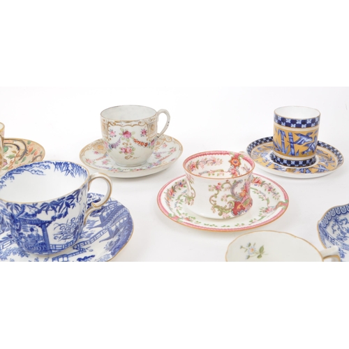 66 - A collection of 19th century and later porcelain china hand painted cabinet teacups and saucers.. To... 